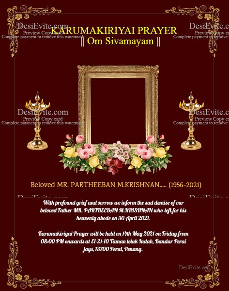 Shradhanjali-Invitation-Card,Samatsaarikam cards Karumathi Invitation Template, Karumathi Invitation, Free Invitation Cards, Invite Card, Luck Quotes, Good Luck Quotes, Invitation Card Design, Like Instagram, Text Design