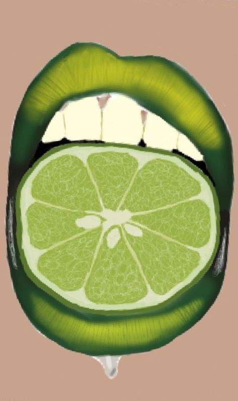 Lemonade Lips Drawing, Eating Mouth Drawing, Lime Lips Drawing, Lips With Fruit, Lemon Lips, Lime Lips, Teeth Drawing, Green Lips, Mouth Drawing