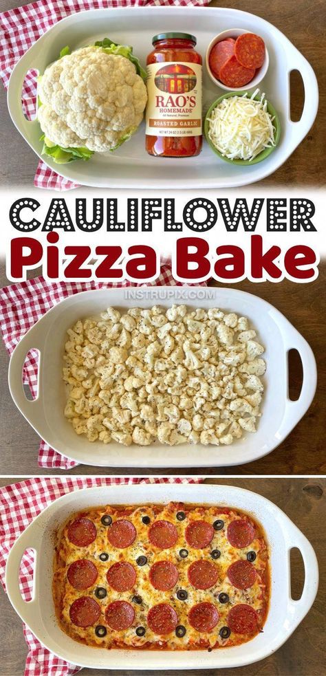 Cauliflower Pizza Casserole, Keto Cauliflower Pizza, Easy Dinner Casseroles, Pizza Dinner, Easy Cauliflower, Pizza Casserole, Cauliflower Pizza, Lean And Green, Pizza Bake