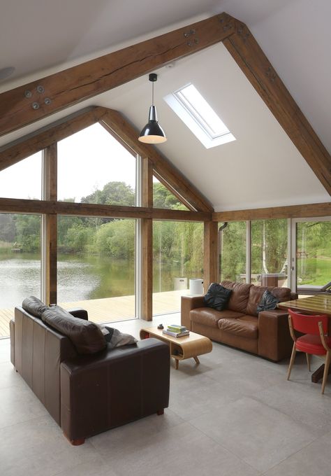 Lakeview House — Roderick James Architects Scottish Cottage, Oak Framed Extensions, Olive Farm, Gable Window, Woodburning Stove, Oak Frame House, Scottish House, Room Extensions, Glazed Walls