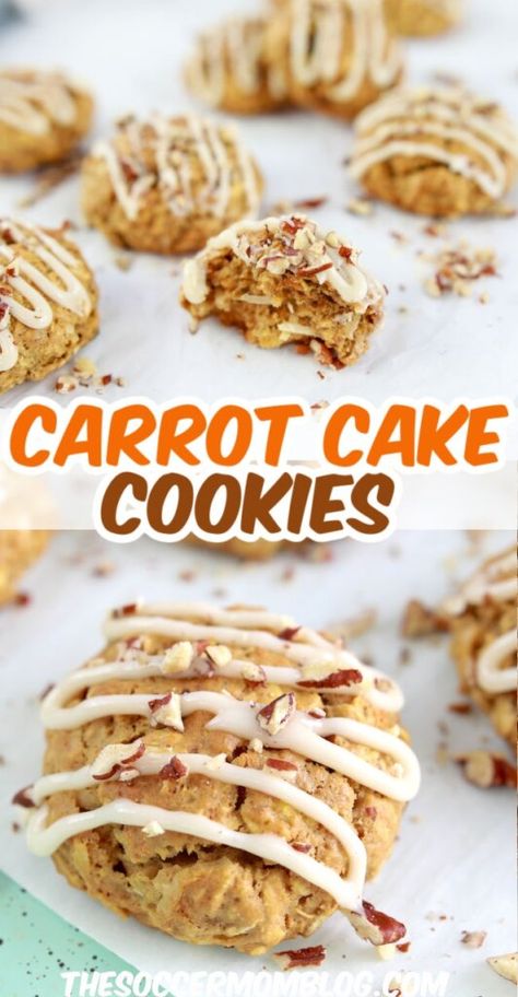 Cookies With Cream Cheese Icing, Ultimate Carrot Cake, Carrot Cake Cookies Recipe, Sweet Oatmeal, Cookies With Frosting, Cake Cookies Recipe, Easy Impressive Dessert, The Best Carrot Cake, Chewy Oatmeal Cookies