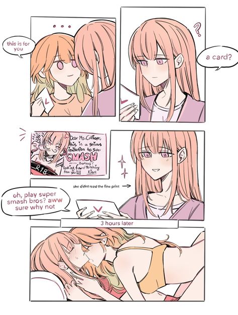 Credit:@amlichan (Twitter) Yuri Comics, Romance Comics, Lesbian Art, Ship Drawing, Yuri Manga, Lgbt Art, Yuri Anime, Cartoon Crossovers, Anime Girlxgirl