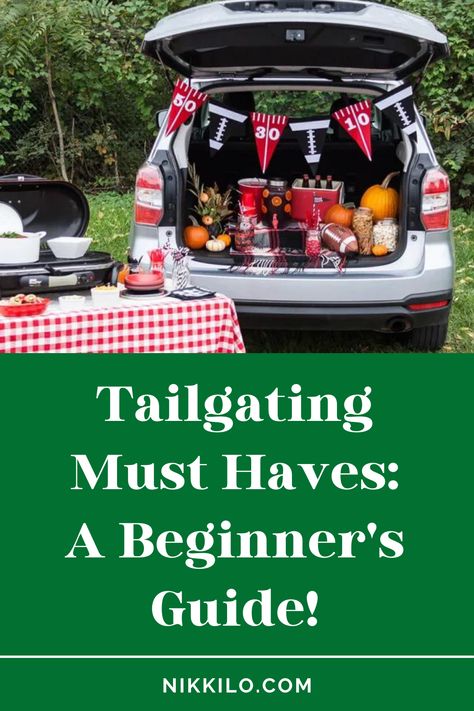 College Tailgate Food, Tailgate Checklist, Chiefs Tailgate, Tailgating Hacks, Football Tailgate Ideas, Clemson Tailgate, Tailgating Setup, Tailgate Necessities, Tailgate Picnic