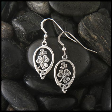 Handcrafted Celtic Jewelry - Walker Metalsmiths Trinity Earrings, Celtic Clover, Irish Earrings, Shamrock Earrings, Artists Studio, Celtic Earrings, Irish Shamrock, Celtic Knotwork, Oval Earrings