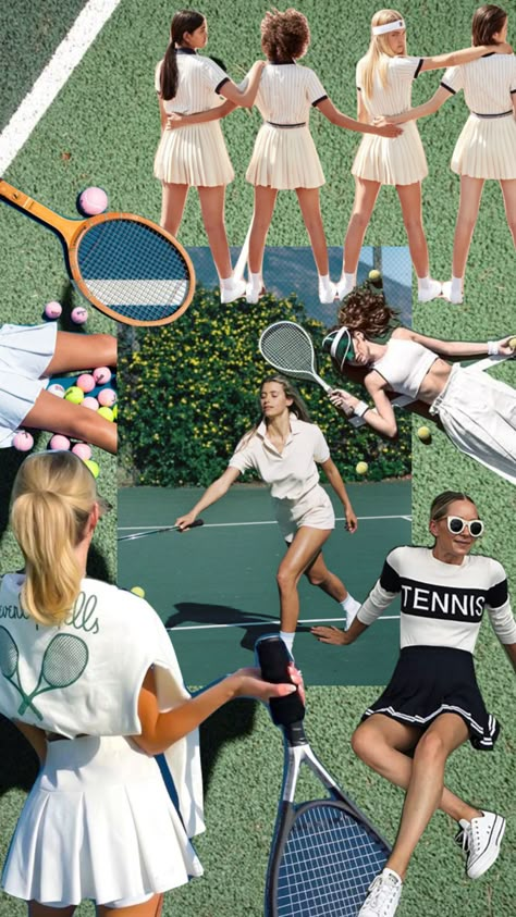 Old School Tennis Outfit, Retro Tennis Aesthetic, Country Club Vibes, Sosa Painting, Green Tennis Outfit, Vintage Tennis Aesthetic, Tennis Club Aesthetic, Tennis Moodboard, Sporty Outfits Aesthetic