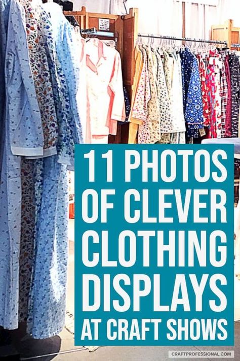 Creative Clothing Display Ideas, Boutique Store Displays Clothing, How To Display Clothes At A Craft Show, Clothing Vendor Booths, Boutique Displays Clothing, Tshirt Displays For Craft Shows, Craft Show Clothing Display, Creative Clothing Display, Tshirt Boutique Ideas