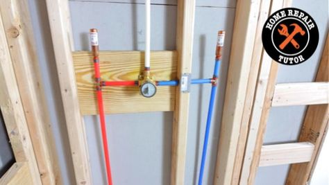 Water Pipes Plumbing, Pex Plumbing Diy, Bathtub Plumbing, Plumbing Ideas, Basement Diy, Complete Bathroom Remodel, Diy Toddler Bed, Delta Shower, Mobile Home Repair