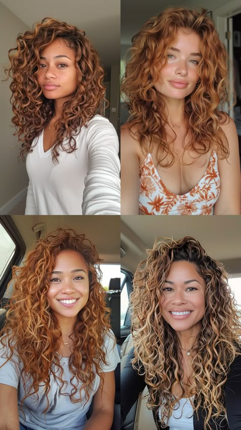 Red Hair On Brown Skin, Short Curly Hair Updo, Curly Balayage Hair, Hair Color For Morena Skin, Red Highlights In Brown Hair, Honey Brown Hair Color, Hair Color For Morena, Balayage Hair Copper, Hair Color For Brown Skin