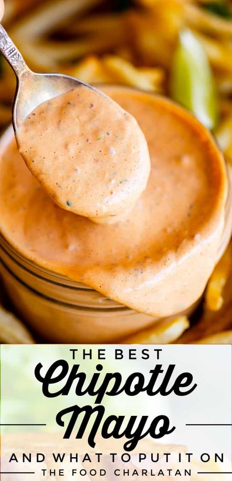 The Best Chipotle Mayo from The Food Charlatan. Learn how to make easy Chipotle Mayo recipe! You are going to want to put this homemade sauce on EVERYTHING you guys. It is the best secret sauce for so many Mexican inspired meals! Chipotle mayo is creamy and smooth, with a little bit of heat from the chipotles and a touch of smokey flavor from the peppers themselves and additional smoked paprika. Then put. it. on. everything. I've got tons of ideas in the post for what to use it with! Chipotle Mayo Sauce, Sauce For Tacos, Chipotle Mayo Recipe, Slow Cooker Pork Tacos, Sandwich Spreads, Homemade Chipotle, The Food Charlatan, Mayo Recipe, Mayo Sauce