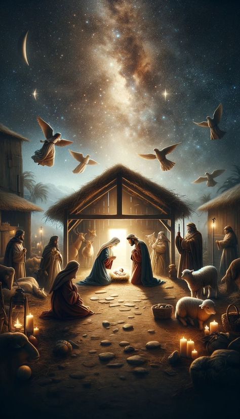 Nativity Scene Wallpaper, Nativity Scene Pictures, Mary Joseph And Baby Jesus, Christmas Miracle, Scene Wallpaper, Merry Christmas Wallpaper, Jesus Artwork, Jesus Mary And Joseph, Jesus Christ Artwork