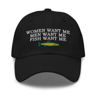 Step into the limelight with our “Women Want Me, Men Want Me, Fish Want Me” hat. This amusing cap is a fantastic addition to your wardrobe, ideal for a day out fishing, a casual gathering, or just for making a unique style statement. Crafted from 100% cotton twill, this hat promises a soft and comfortable [...] The post “Women Want Me, Men Want Me, Fish Want Me” Hat appeared first on Rockatee. Fish Fear Me Women Want Me, Women Want Me Fish Fear Me Hat, Fish Fear Me Hat, Fish Fear Me, Hat Quotes, Fish Hat, Fish Friday, Midwest Princess, Funny Fish