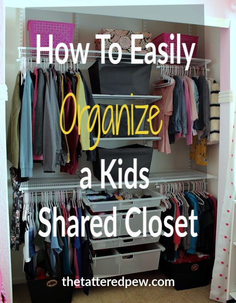 How to easily organize kids shared closet with help from The Container Store! #kidscloset #organizingclosets #sharedclosetideas Walk In Closet Organization, Closet Organization Designs, Organizing Walk In Closet, Nursery Closet Organization, Baby Closet Organization, Closet Organization Ideas, Organization Closet, Shared Closet, Baby Room Organization