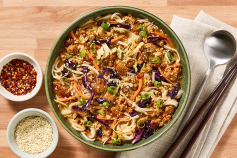 Spicy Pork Dan Dan Noodle Ramen Recipe | HelloFresh Dan Dan Noodle, Pork Bowl Recipe, Pork Burgers Recipes, Pork Soup Recipes, Hellofresh Recipes, Dan Dan Noodles, Chicken Bowl Recipe, Ground Pork Recipes, Chicken Skewer Recipe