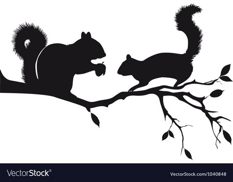 Squirrel Silhouette, Squirrel Clipart, Squirrel Tattoo, Nativity Silhouette, Woodland Animals Theme, Branch Tree, Branch Vector, Silhouette Drawing, Vintage Bird Cage