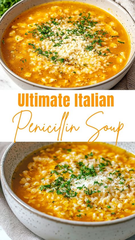 Ultimate Italian Penicillin Soup Soup For Sick, Food When Sick, Penicillin Soup, Italian Penicillin, Eat When Sick, Italian Chicken Soup, Sick Food, Easy Healthy Soup, Soup Italian