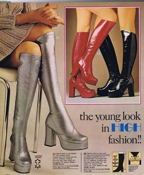 60s Heels Vintage, Moda Disco, 70s Mode, 1970s Shoes, 70s Boots, 70s Outfit, 70s Shoes, Mode Shoes, Raw Meat