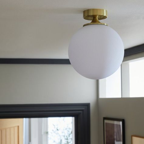 White Ceiling Lights, Hallway Ceiling Lights, Globe Light Fixture, Hallway Landing, White Ceiling Light, Globe Ceiling Light, Home Lighting Design, Globe Light, A Globe