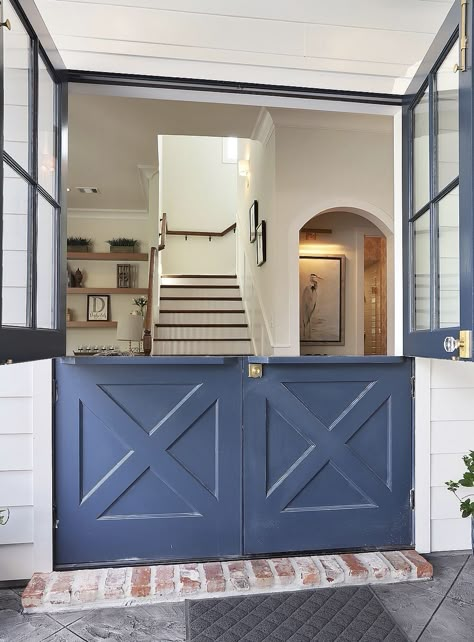 Double Back Door Ideas, Dutch Door With Window, Double Stable Door, Double Dutch Front Door, Dutch French Doors, French Dutch Doors, Double Dutch Doors Exterior, Half Doors In The House, Back Door To Patio