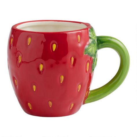 Hand Painted Strawberry Figural Mug | World Market Painted Strawberry, Strawberry Kitchen, Tassen Design, Cool Mugs, Cute Cups, Cute Mugs, World Market, Cups And Mugs, Hand Painted Ceramics