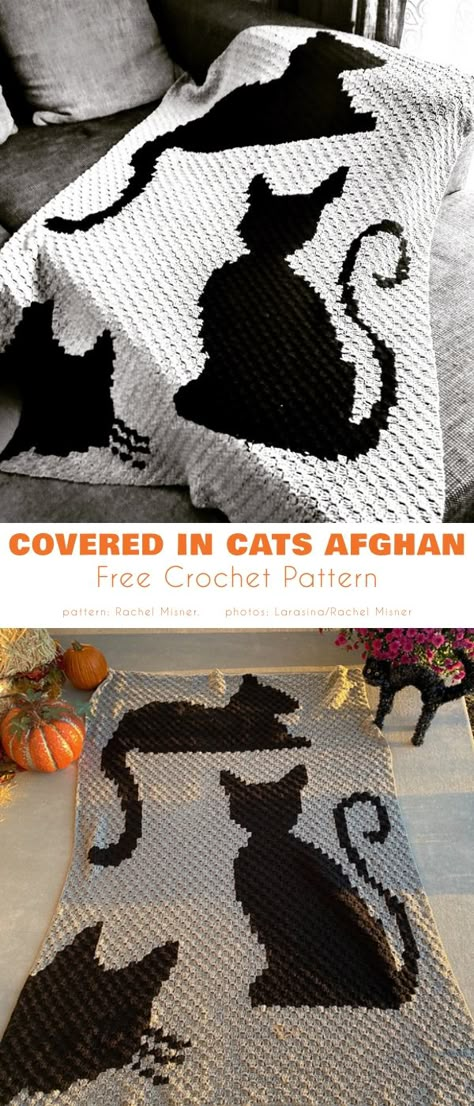 Black Cat White Cat Blanket Free Patterns | Your Crochet Graphgan Patterns Free, Cat Afghan, Blanket Ideas Crochet, Crochet Ideas Aesthetic, Black Cat White Cat, Aesthetic Knit, Crochet Blanket Ideas, Afghans Crochet, Black Blanket