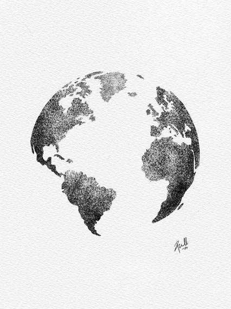 Realistic Earth Tattoo, Globe Sketch Drawing, Astronomy Sketch Art, World Illustration Earth, Earth Outline Tattoo, Earth Tattoo Minimalist, Earth Map Tattoo, World Drawing Earth, Earth Globe Drawing