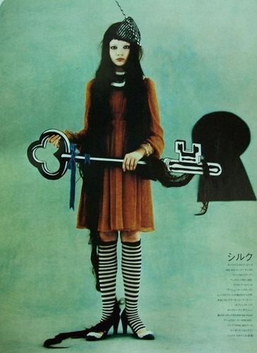 https://flic.kr/p/4GeXH2 | WELCOME TO WONDERLAND | from SO-EN 裝苑 fashion magazine  October / 2007  photographs / Masashi Ikuta model  / Amanda Circus Goth, Sculptural Dress, Japanese Goth, Dark Cabaret, Striped Stockings, Mazzy Star, Arte Inspo, Poses References, Rabbit Hole