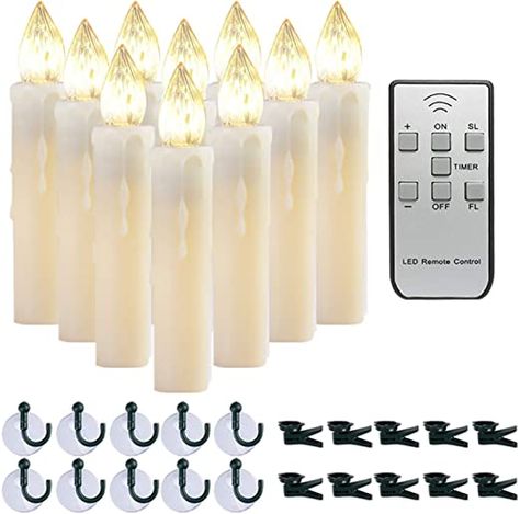 Amazon.com: Homemory 10 PCS LED Window Candles with Remote Timer, Battery Operated Flameless Taper Christmas Candles Light with Clips/Suction Cups, Flickering Warm White Light, Dia 0.7''x H 4'': Home Improvement Led Window Candles, Window Candle, Christmas Candle Lights, Led Window, Flameless Taper Candles, Led Taper Candles, Lead Windows, Tree Candles, Candles Light