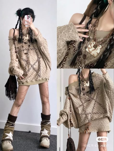 Godmother Aesthetic, Enhypen Outfit Ideas, Dune Core, Gyaru Rokku, Fire Vibes, Grunge Acubi, Brown Grunge, Forest Fashion, Kpop Stage Outfits