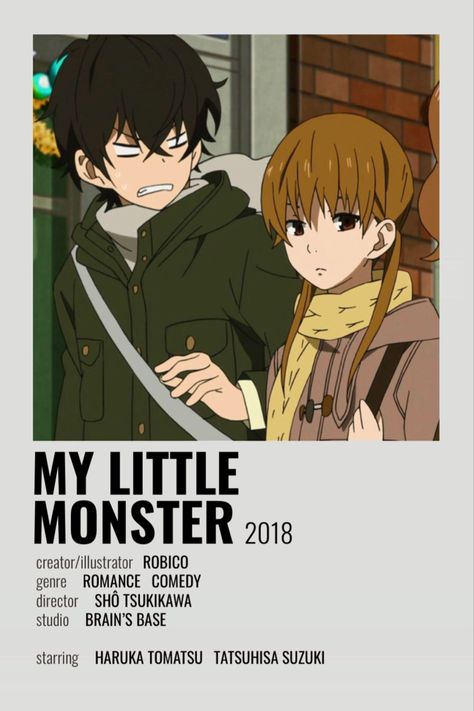 My Little Monster Minimalist Poster! Monster Minimalist Poster, Karakai Jouzu No Takagi San, Shojo Anime, Black Bullet, Japanese Animated Movies, Anime Suggestions, My Little Monster, Animes To Watch, Poster Anime