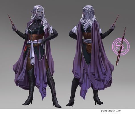 Wild Magic Sorcerer Character Art, Drow Alchemist, Drow Arachnomancer, Drow Sorcerer Female, Drow Cleric Eilistraee, Dnd Wild Magic Sorcerer, Drow Rouge, Drow Bard Female, Drow Elf Female Character Design