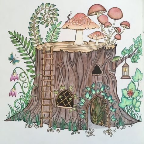 Cottagecore Painting Ideas, Cottagecore Drawing Ideas, Mushroom House Drawing, Drawing Cottagecore, Fairy House Drawing, Fairytale Drawings, Cottagecore Drawing, Gothic Tattoos, Cottagecore Art