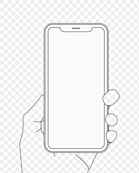 Iphone Outline, Phone Outline, Mobile Phone Png, Phone Drawing, Phone Png, Holding Phone, Sticker Clipart, Hand Sticker, Hand Holding