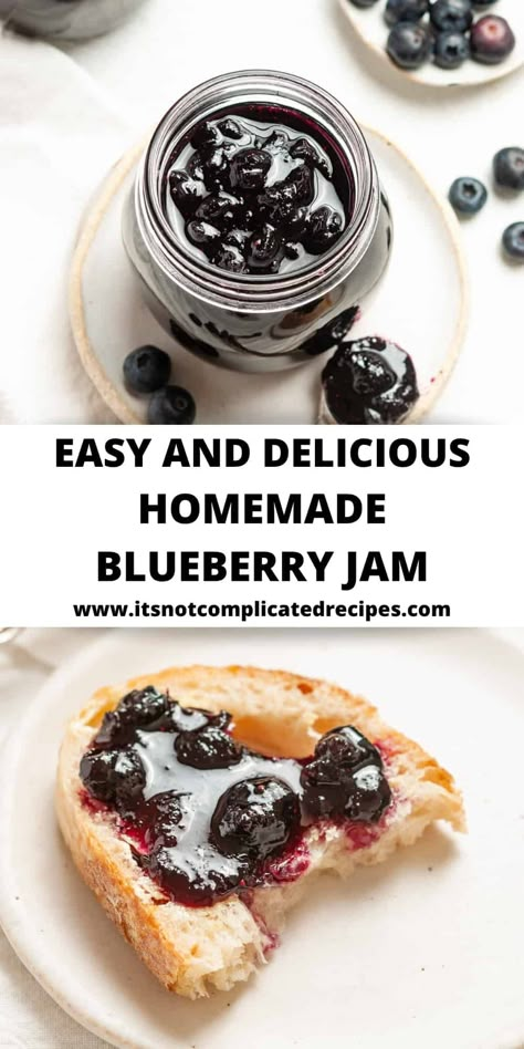 You will love this easy recipe for small-batch Blueberry Jam, made without pectin, from ripe, aromatic berries at the height of their season. This is the best way I know to preserve the flavours of summer to enjoy throughout the cooler months ahead. Aside from tasting fantastic, this jam is so easy to make! Easy Blueberry Jam For Canning, Blueberry Jelly Recipe Homemade Jams, Blueberry Jam In Bread Machine, 3 Ingredient Jam, Wild Blueberry Jam Recipe, Recipe For Blueberry Jam, Fresh Jam Recipes, Recipe For Blueberries, Small Batch Preserves