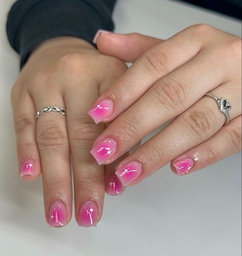 Short Square Natural Nail Ideas, Overlay Nails Short, Cute Nails For Summer, Summer Aura, Short Pink Nails, Nails For Summer, Overlay Nails, Aura Nails, Ombre Acrylic Nails