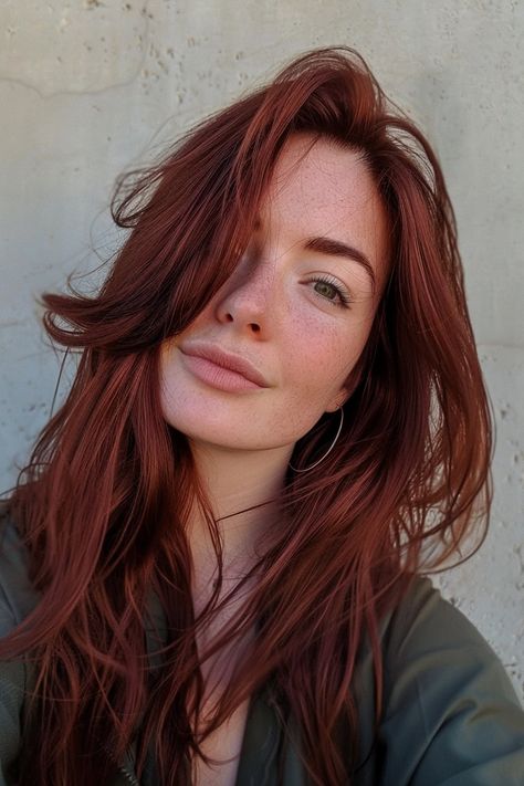 Hair Color Auburn Balayage, Red Brown Hair Blue Eyes, Red Hair For Light Skin Tones, Dark Roots Copper Hair, Red Hair Tint, Chestnut Auburn Hair, Red Toned Brown Hair, Red Brown Hair Colors, Auburn Hair Blue Eyes