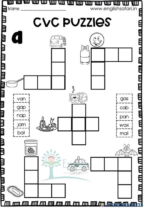 Cvc Puzzle, Cross Word Puzzles, Word Puzzles For Kids, Sight Words Activities, Cross Word, Letter Recognition Worksheets, Phonics Worksheets Free, Puzzle Worksheet, Learn Alphabet