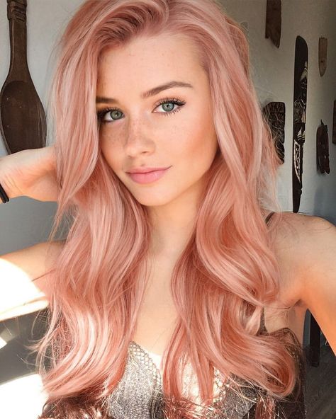 Pink Hair Fair Skin, Pink And Peach Hair, Apricot Blonde Hair, Apricot Hair Color, Peach Blonde Hair, Apricot Blonde, Peach Pink Hair, Pink Peach Hair, Apricot Hair