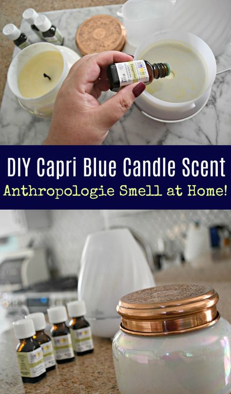 Easily make your home smell like a luxury Anthropologie Capri Blue candle scent by DIY diffusing these essential oils! Capri Blue Volcano Candle, Volcano Scent, Capri Blue Candle, Capri Blue Volcano, Blue Volcano, Diy Anthropologie, Expensive Candles, Volcano Candle, Blue Candle