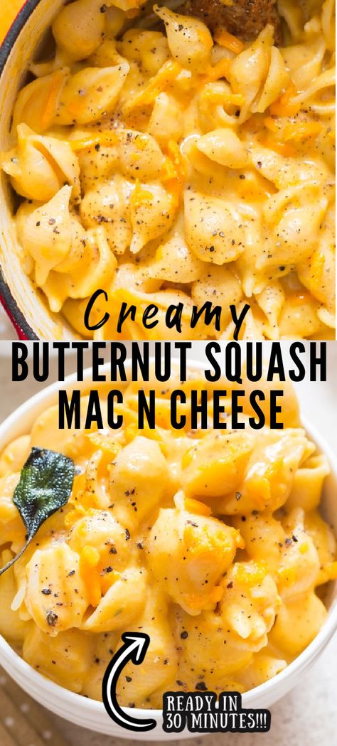 Creamy, healthy butternut squash mac and cheese is cozy, comforting and so much better than regular mac and cheese. You’ll need less than 30 minutes to make this healthy comfort food! #butternutsquash #macandcheese #butternutsquashmacandcheese #pastarecipe #pasta #comforting #easy #recipe #homemade #squash #winterpasta #winterrecipe #fallrecipe Squash Mac And Cheese, Butternut Squash Mac, Healthy Butternut Squash, Easy Butternut Squash, Butternut Squash Mac And Cheese, Creamy Butternut Squash, Popular Food, Butternut Squash Recipes, Healthy Comfort Food