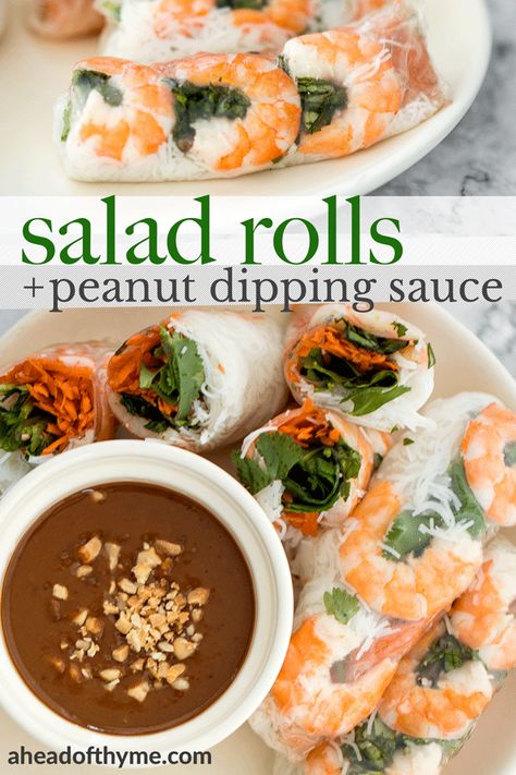 Vietnamese Salad Rolls, Noodles Shrimp, Vietnamese Salad, Homemade Peanut Sauce, Peanut Dipping Sauce, Shrimp Rolls, Peanut Dipping Sauces, Salad Rolls, Shrimp And Vegetables