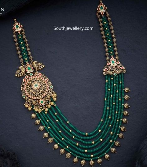 Jewellery Designs - Page 6 of 1595 - Latest Indian Jewellery Designs 2019 ~ 22 Carat Gold Jewellery one gram gold Emerald Beads Necklace, Ruby Jewelry Necklaces, Temple Jewelry Necklace, Antique Jewellery Designs, Pearl Necklace Designs, Jewelry Set Design, Beaded Necklace Designs, Gold Necklace Indian Bridal Jewelry, Indian Jewellery Design Earrings