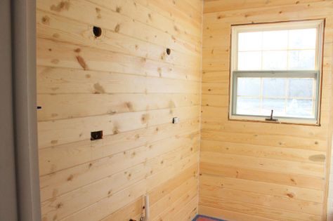 IMG_2458 Carsiding Walls, Pole Building House, Lake Bar, Laundry Room And Bathroom, Cabin Siding, Laundry Reno, Wood Plank Walls, Pole Buildings, Ship Lap