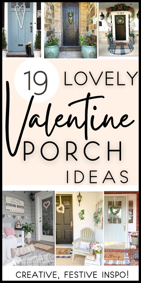 If you love Valentine decorations and you are a fan of easy holiday home decor, check out these ideas for Valentine's Day front porch decorating! See inspiration for your front door and entry - lots of heart shaped wreaths, buffalo check pillows and accents, lots of idea in farmhouse, rustic, and modern styles - simple, fun, whimsical - yet stylish and classy! Valentine’s Day Outside Decorations, Valentines Outside Decorations, Valentines Door Decorations For Home, Wooden Valentines Day Decor, Valentine's Day Front Porch, Valentine's Day Porch Decor, Valentine Front Door Decor Ideas, Valentine's Front Porch Ideas, Valentines Front Door Decorations