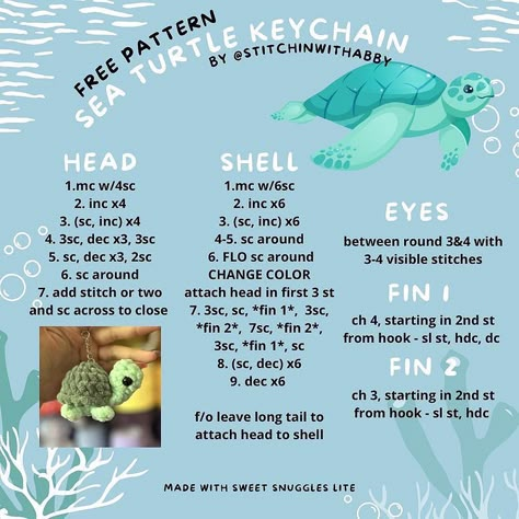 Pattern and design by @stitchinwithabby 🌷 When publishing your works, please indicate the designer of the pattern | Instagram Crochet Turtle Pattern Free, Crochet Turtle Pattern, Turtle Crochet, Quick Crochet Projects, Easy Crochet Animals, Crochet Tutorial Pattern, Things To Crochet, Crochet Plushies, Quick Crochet Patterns