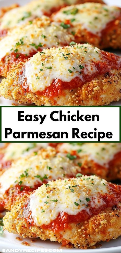 Looking for a delicious dinner idea? This Chicken Parmesan recipe is a crowd-pleaser, featuring tender chicken coated in crispy breadcrumbs and smothered in rich marinara sauce. It's the perfect family dinner option. Crispy Chicken Parmesan, Crispy Breaded Chicken, Chicken Parmesan Recipe Easy, Chicken Marinara, Healthy Chicken Parmesan, Marinara Recipe, Chicken Parmesan Recipe, Easy Chicken Parmesan, Breaded Chicken Breast