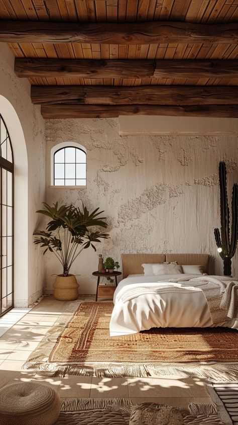 Modern Mexican Bedroom, Spanish Style Interior Design, Hacienda Interior, Hacienda Interior Design, Spanish Style Bedroom, Spanish Bedroom, Villa Style Home, Southwestern Bedroom, Interior Design 2024