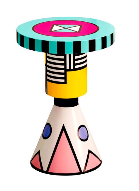 Anna Karlin’s vibrant Pattern Chess Piece turned-wood stool channels the exuberant style of the Memphis movement. Host Stand Design, Memphis Furniture, Memphis Pattern, Colorful Home Decor, Memphis Design, Contemporary Apartment, Colorful Home, Design Movements, Table Sofa