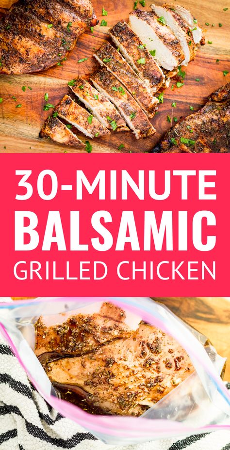 30-Minute Juicy Balsamic Grilled Chicken Marinade -- this healthy grilled balsamic chicken breast recipe makes the most juicy & succulent boneless skinless chicken EVER w/ just 4 ingredients + 10 minutes of marinating time! AND it's paleo & Whole30 compliant. | balsamic chicken marinade | balsamic vinegar chicken marinade | whole30 chicken breast recipes | whole30 chicken marinade | whole30 marinade  #whole30chicken #grilledchicken #grilledchickenrecipes #paleochicken #chickenmarinade Balsamic Vinegar Chicken Marinade, Chicken With Balsamic Vinegar, Chicken Marinade Balsamic Vinegar, Chicken Marinade Balsamic, Vinegar Chicken Marinade, Balsamic Chicken Marinade, Grilled Balsamic Chicken, Balsamic Chicken Marinades, Balsamic Chicken Breast