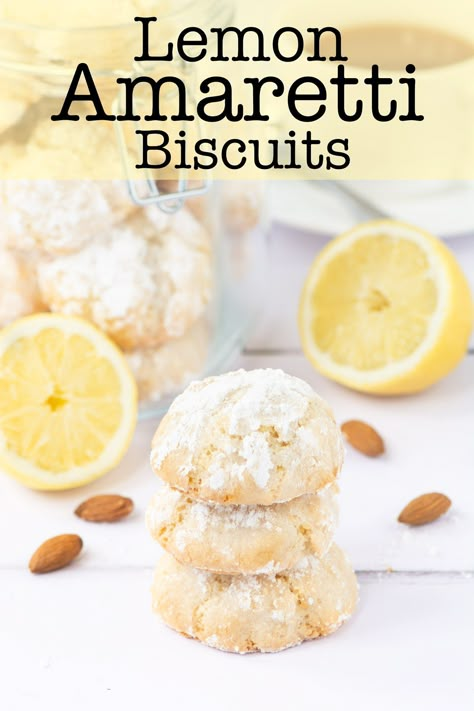 Delicious soft centred Lemon Amaretti Biscuits. So easy to make, crisp on the outside, chewy in the middle and packed with lemon flavour. They’re naturally gluten-free too. Teething Foods, Lemon Snack, Healthy Biscuits, Amaretti Biscuits, Lemon Biscuits, Italian Biscuits, Almond Biscuits, Amaretti Cookies, Sicilian Recipes