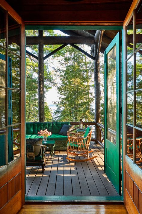 Step Inside This New York City Family's Ultimate Adirondacks Lodge | Architectural Digest Swamp Shack, Front Door Paint Colors, Custom Canopy, Door Paint Colors, City Family, Painted Front Doors, Camp Style, Lake Cabin, Stardew Valley